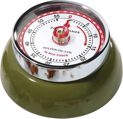 Zassenhaus Magnetic Retro 60 Minute Kitchen Timer, 2.75-inch In Olive