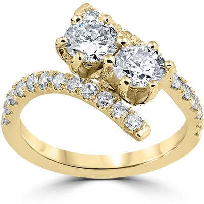 Pompeii3 1 Cttw Diamond 2 Stone Forever Us Engagement Anniversary Ring 14k Yellow Gold In Multi