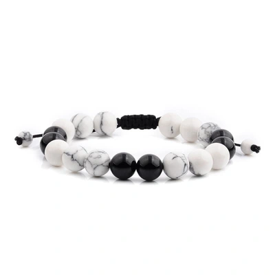 Crucible Jewelry Crucible Los Angeles Polished Howlite Beads Adjustable Bracelet In Black