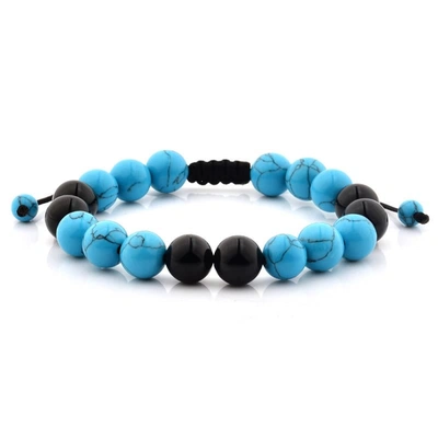 Crucible Jewelry Crucible Los Angeles Polished Turqouise Beads Adjustable Bracelet In Blue