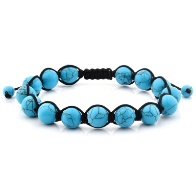 Crucible Jewelry Crucible Los Angeles Turquoise Natural Stone Polished Bead Adjustable Bracelet In Blue