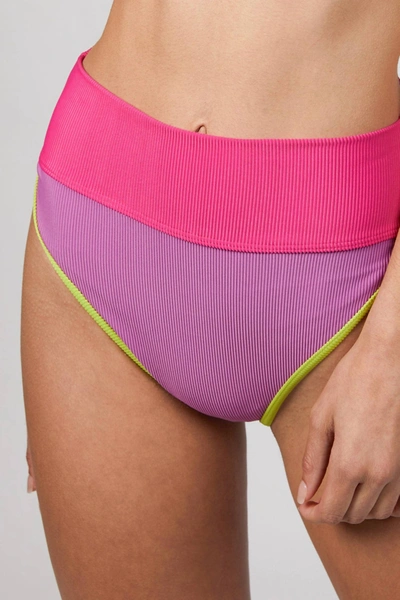 Beach Riot Emmy Bottom In Lime Punch Colorblock In Pink