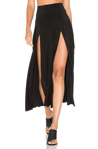 Norma Kamali Pleated Skirt With Slit In Black