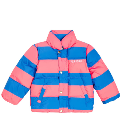 Mini Rodini Kids' Striped Puffer Jacket In Pink