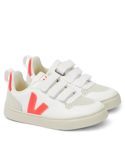 Veja Kids' V-10 Faux Leather Trainers In White