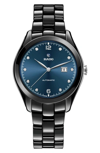 Rado Hyperchome Automatic Diamond Bracelet Watch, 36mm In Black/ Blue