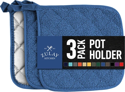 Zulay Kitchen Pot Holders For Kitchen Heat Resistant Cotton 6 Pack