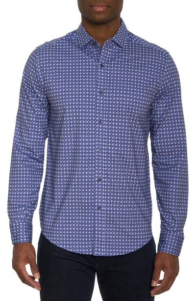 Robert Graham Bernardi Long Sleeve Knit Shirt In Blue