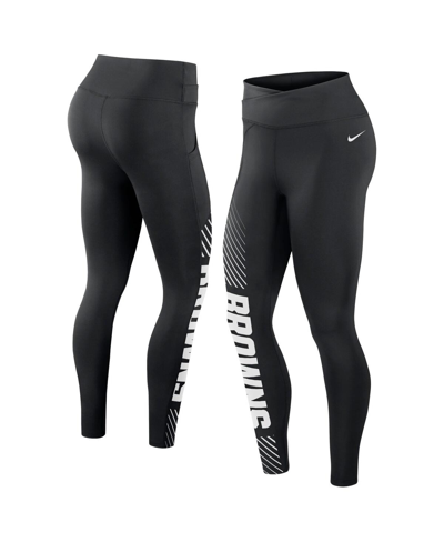 Nike Women's Dri-fit Yard Line (nfl Cleveland Browns) Leggings In Black