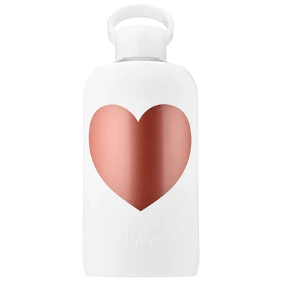 Bkr Metallic Rose Winter Heart Glass Water Bottle Big - 32 oz/ 1 L 32 oz/ 1 L