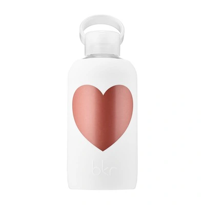 Bkr Metallic Rose Winter Heart Glass Water Bottle Little - 16 oz/ 500 ml