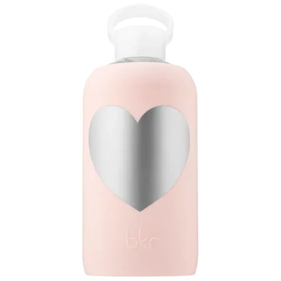 Bkr Silver Tutu Heart Glass Water Bottle Big - 32 oz/ 1 L 32 oz/ 1 L