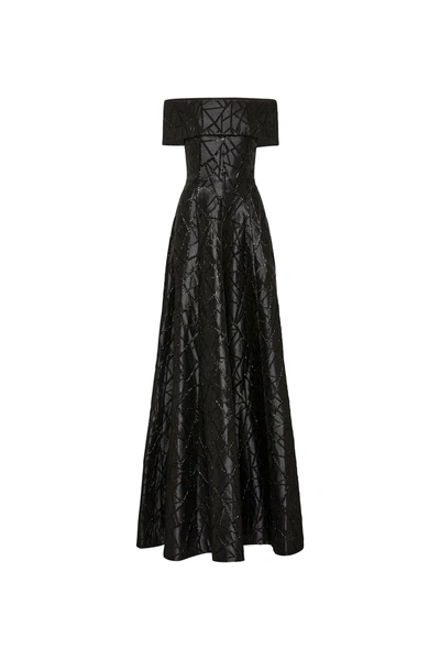 Rebecca Vallance Colette Off Shoulder Gown In Black