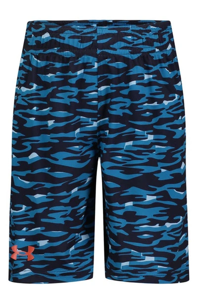 Under Armour Kids' Sediment Camo Boost Performance Athletic Shorts In Cosmic Blue