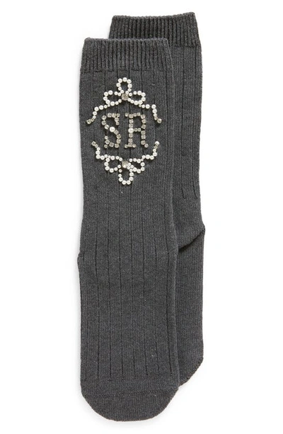 Simone Rocha Monogram-embellished Cotton Socks In Grey