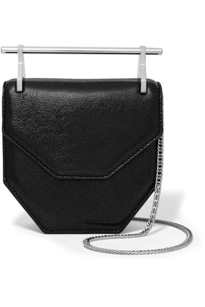 M2malletier Amor Fati Mini Glittered Textured-leather Shoulder Bag In Black