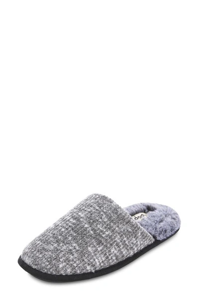 Floopi Aurora Knit Scuff Slipper With Faux Fur Lining In Grey