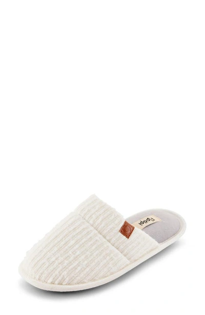 Floopi Shelly Terry Quilt Scuff Slipper In White
