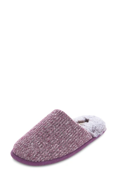 Floopi Aurora Knit Scuff Slipper With Faux Fur Lining In Purple