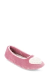 Floopi Zoe Heart Ballerina Slipper With Faux Fur Lining In Mauve