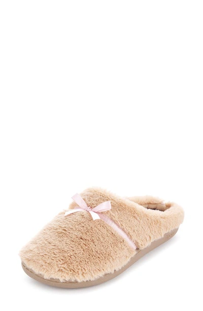 Floopi Lacey Faux Fur Slipper In Taupe