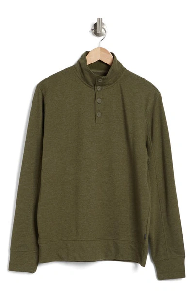 Lucky Brand French Terry Funnel Neck Top In Olive Night