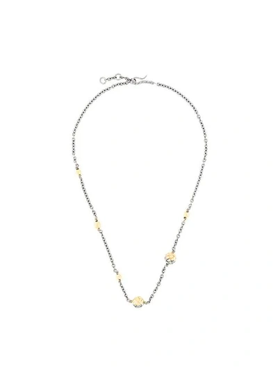 Bottega Veneta Dichotomy Intrecciato Drop Necklace In Metallic