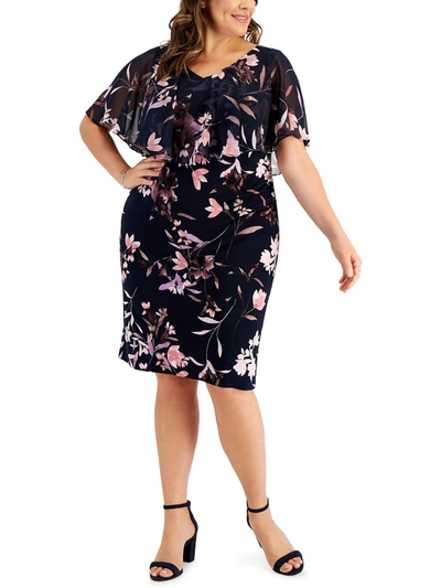 Connected Apparel Plus Womens Ruffled Mini Mini Dress In Multi