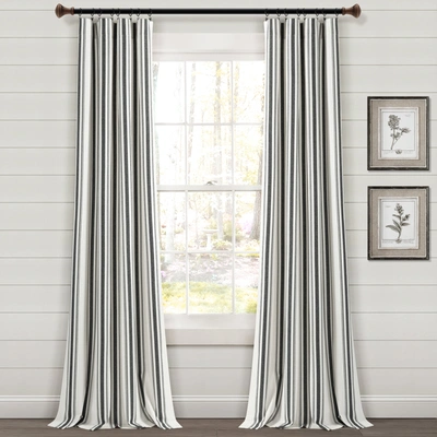 Lush Decor Farmhouse Stripe Yarn Dyed Eco-friendly Recycled Cotton Blend Window Curtain Panels Black 42x108 Set