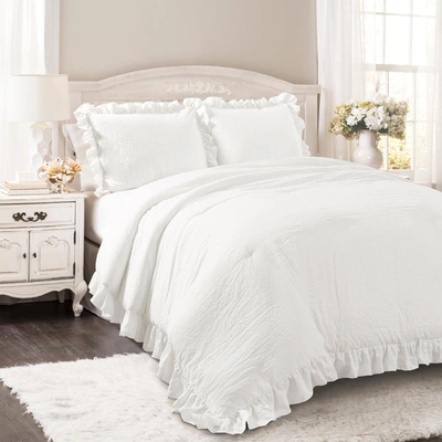 Lush Decor Reyna Comforter Pure White 3pc Set Full/queen
