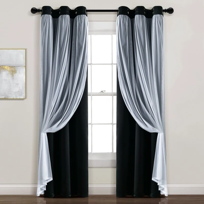 Lush Decor Lush Décor Grommet Sheer Panels With Insulated Blackout Lining Black 38x84 Set