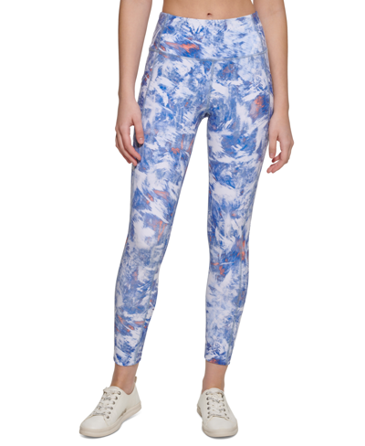 Calvin Klein Performance Women's Printed High-rise Leggings In Etching Bold Blue