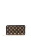 Christian Louboutin Panettone Spike-embellished Leather Wallet In Black Gold