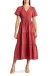 Stitchdrop Tempe Cotton Maxi Dress In Burgundy