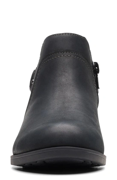 Clarks Charlton Grace Ankle Boot In Black Oily Lea
