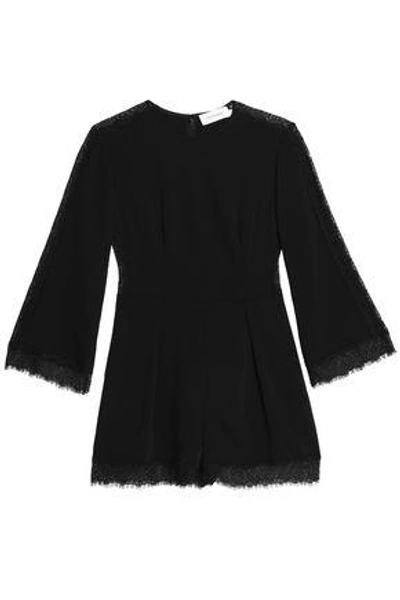 Zimmermann Woman Lace-trimmed Pleated Crepe Playsuit Black