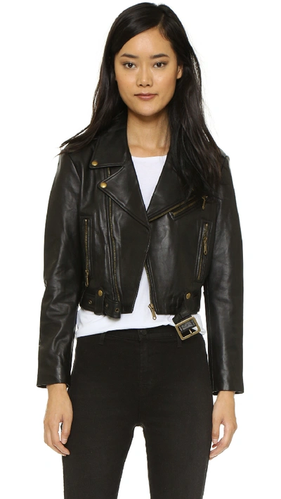 Rebecca Minkoff 'wes' Perforated Panel Leather Moto Jacket In Black |  ModeSens