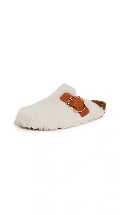 Isabel Marant Mirvin Shearling And Leather Backless Clogs In Natural