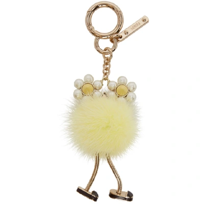 Fendi 黄色珍珠和皮毛 Chick 吊饰 In F137k Yello