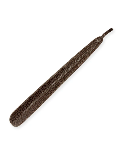 Utile 4 Crocodile-embossed Leather Shoe Horn, Brown
