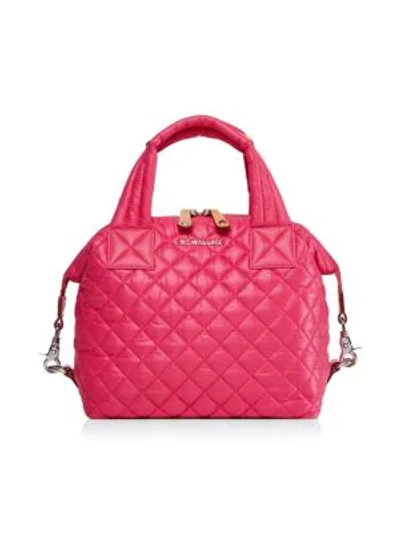 Mz Wallace Small Sutton Bag In Dragon Fruit Pink/silver
