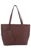 Mali + Lili Estie Recycled Vegan Leather Tote In Chocolate