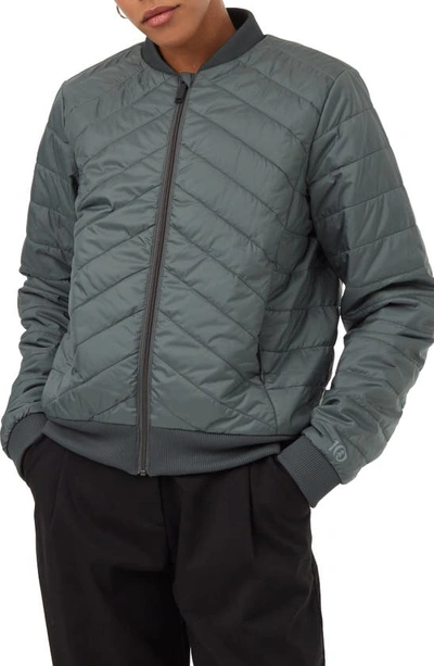 Tentree Cloud Shell Quilted Bomber Jacket In Urban Green