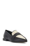 Vince Camuto Calentha Pointed Toe Loafer In Black Creamy Leather
