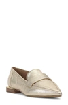 Vince Camuto Calentha Pointed Toe Loafer In Light Gold Soft Goat Metallic