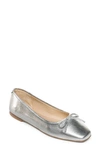 Bernardo Square Toe Ballet Flat In Silver