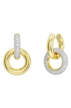 Swarovski Dextera Pavé Detachable Mismatched Hoop Drop Earrings In Gold,crystal