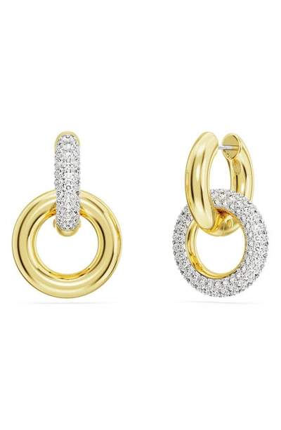 Swarovski Dextera Pavé Detachable Mismatched Hoop Drop Earrings In Gold/crystal