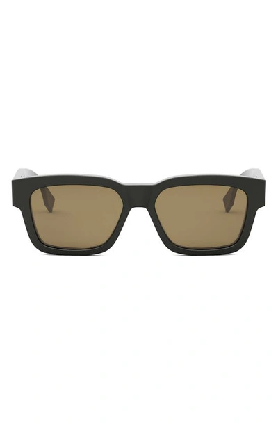 Fendi The  O'lock 53mm Rectangular Sunglasses In Grey/ Roviex