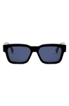 Fendi Men's O'lock Acetate Rectangle Sunglasses In Black/blue Solid